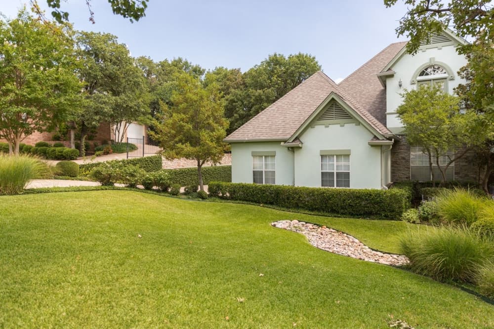 A green front yard in a neighborhood