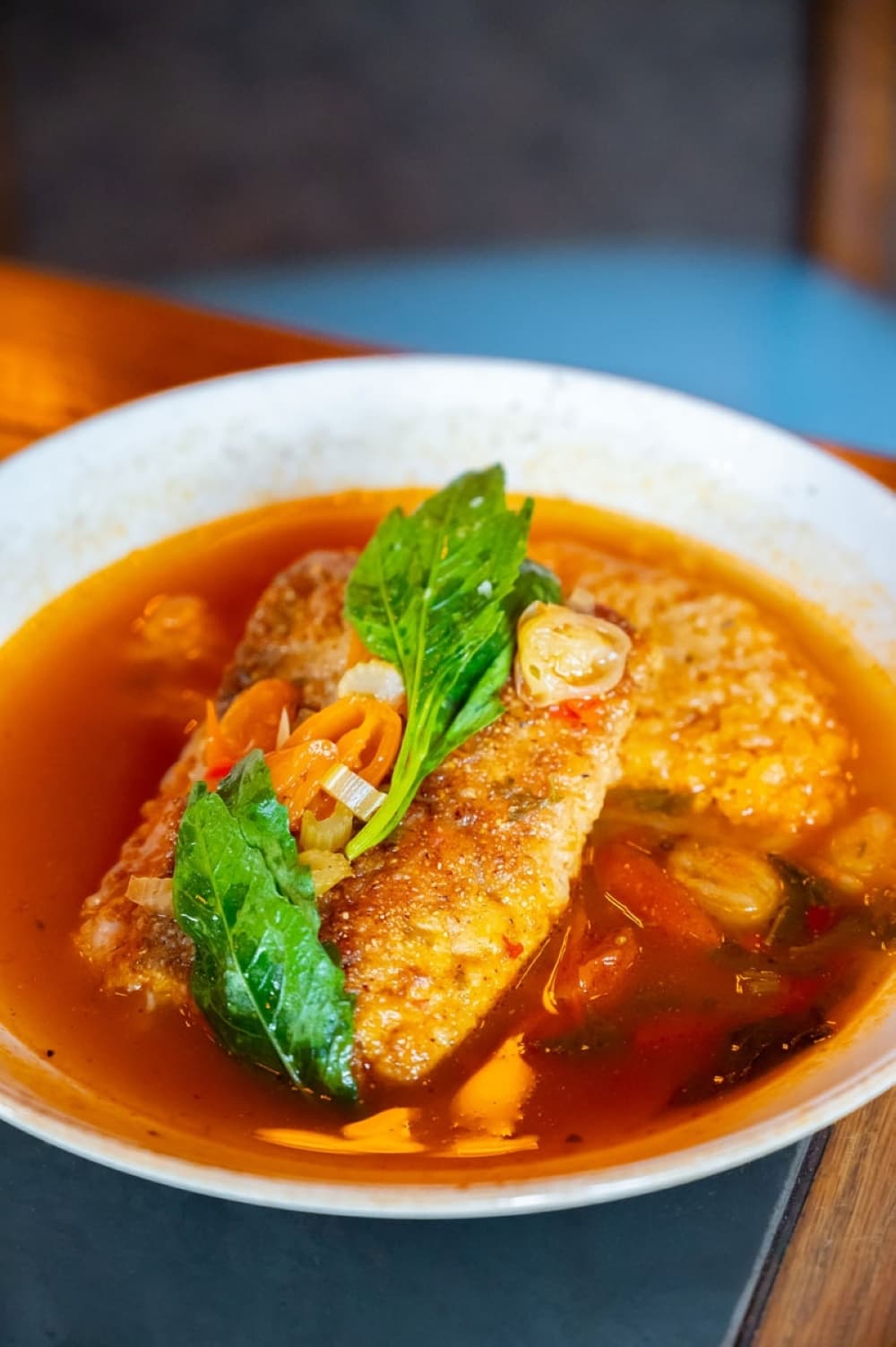 a bowl of snapper a la plancha
