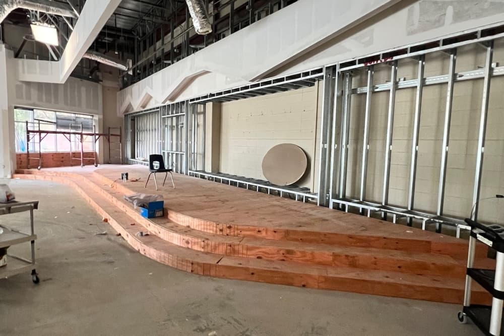 interior of library under construction