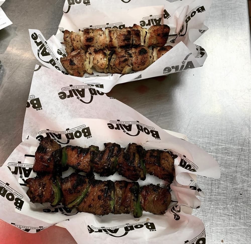 Pork and beef kebabs