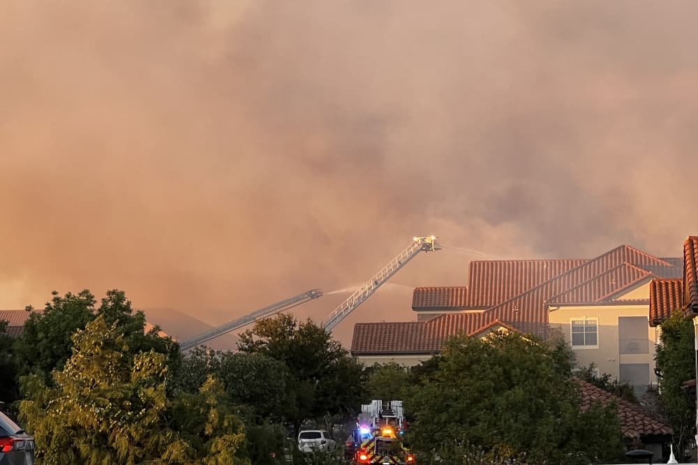 apartment fire being put out 