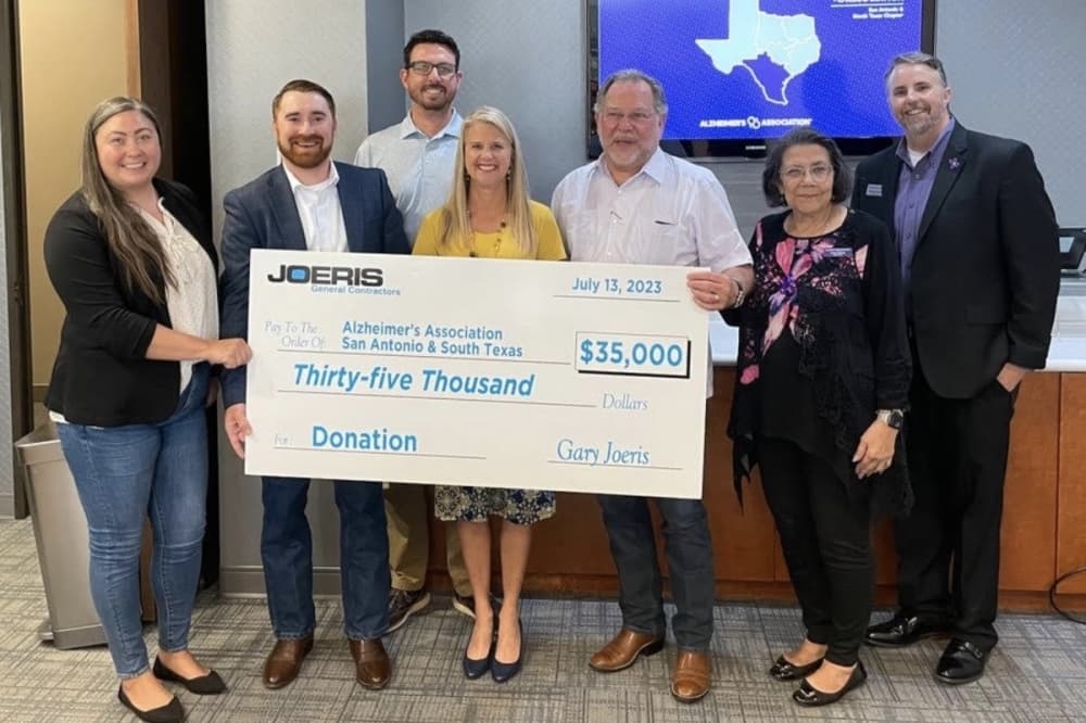 Joeris General Contractors donates $35K to the Alzheimer's Association of San Antonio