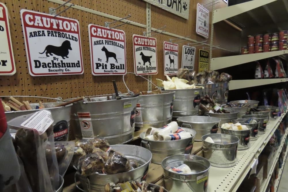 Bar loaded with dog bones and treats.