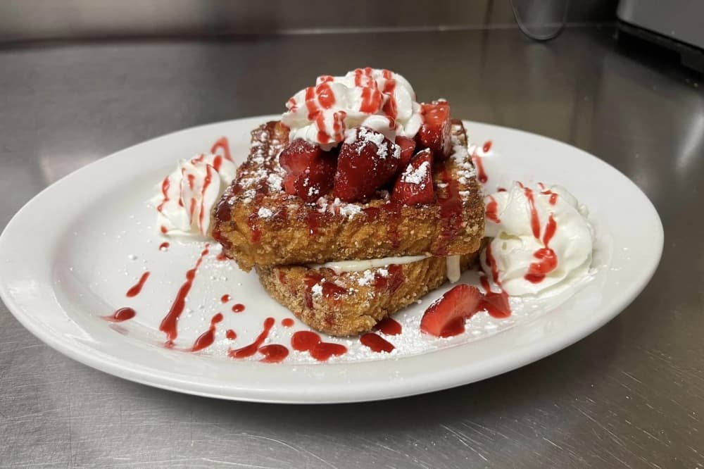 Serving of Very Berry french toast at Texas Star Cafe in Flower Mound.