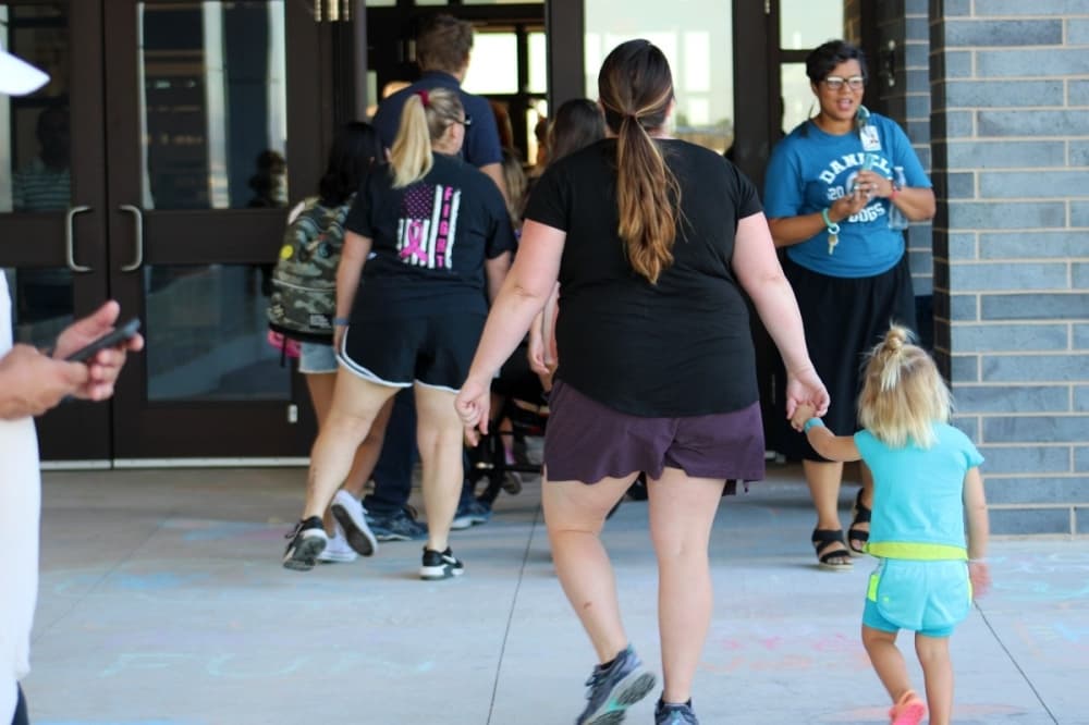 students walking