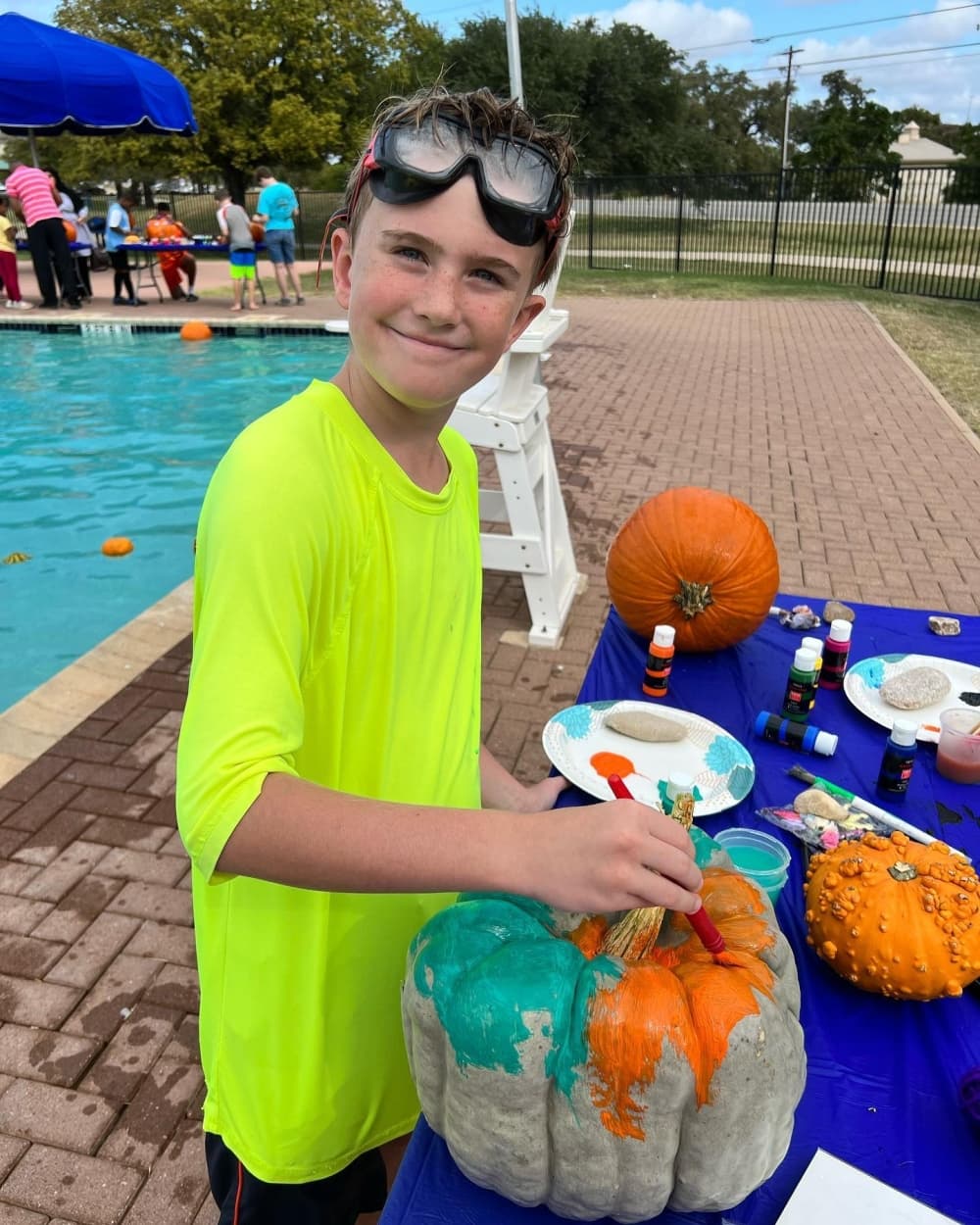 Children can catch a pumpkin in the pool and decorate it with fun materials afterward. (Courtesy City of Leander)