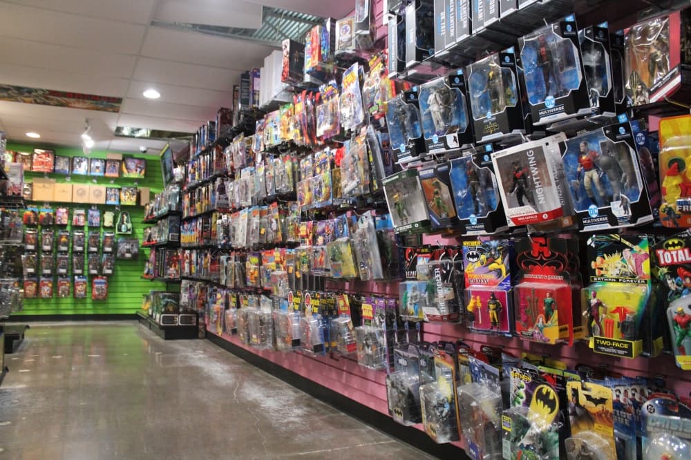 row of toys on display