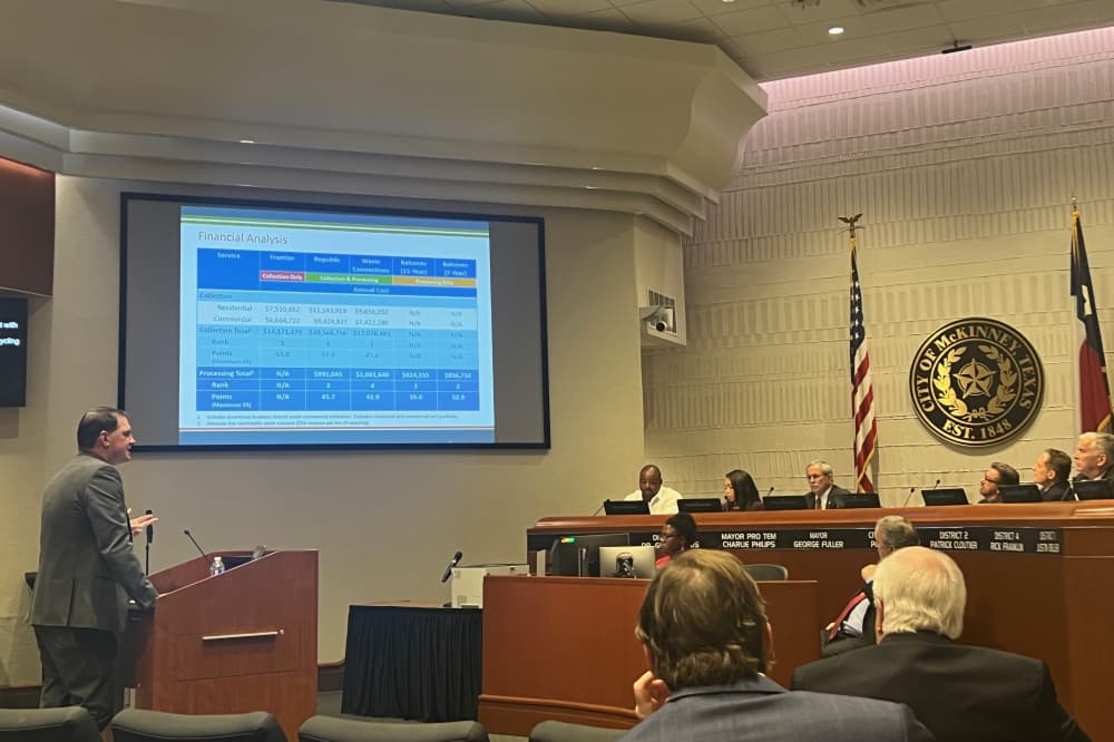 Steve Tilton presenting to council