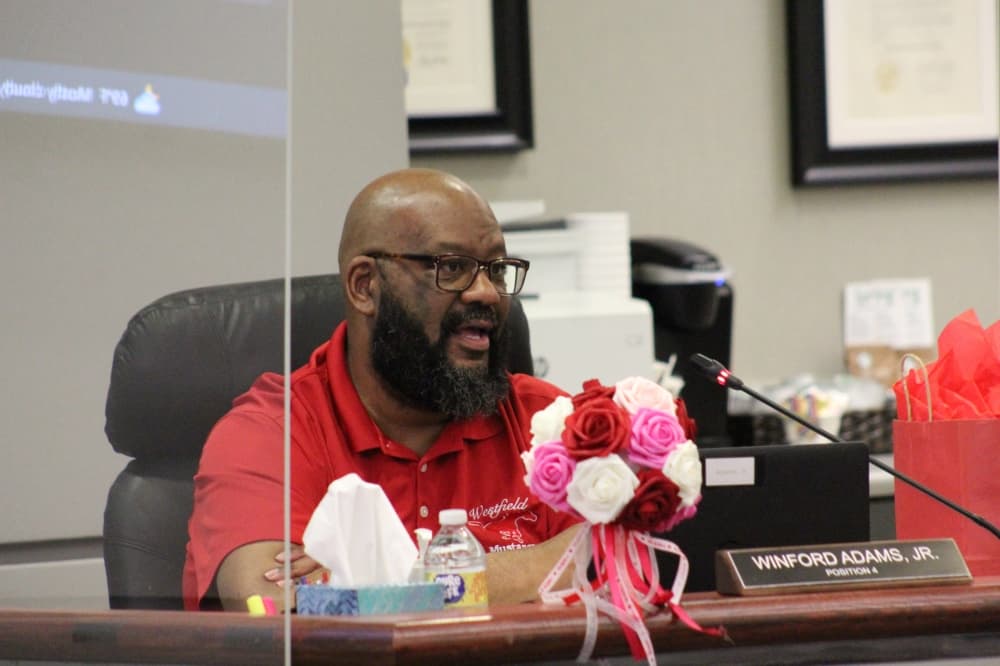 The photo shows Spring ISD Board Vice President Winford Adams Jr. 