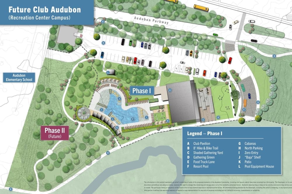 The amenities complex will be part of the 706-acre Audubon Park District. (Courtesy Audubon)