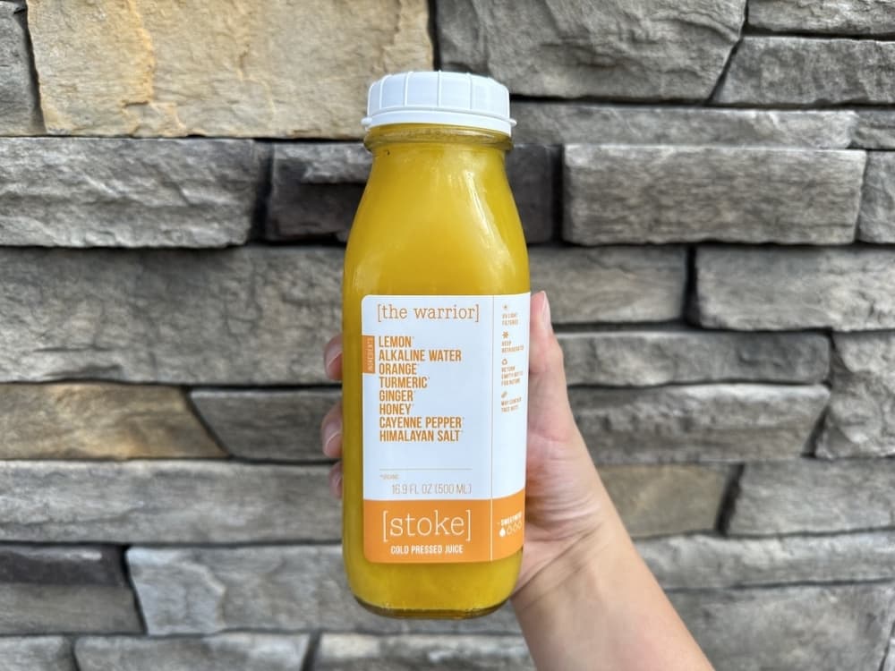 The Warrior has lemon mixed with Alkaline water, orange, tumeric, ginger, honey, Cayenne Pepper and Himalyan Salt. (Amira Van Leeuwen/Community Impact)