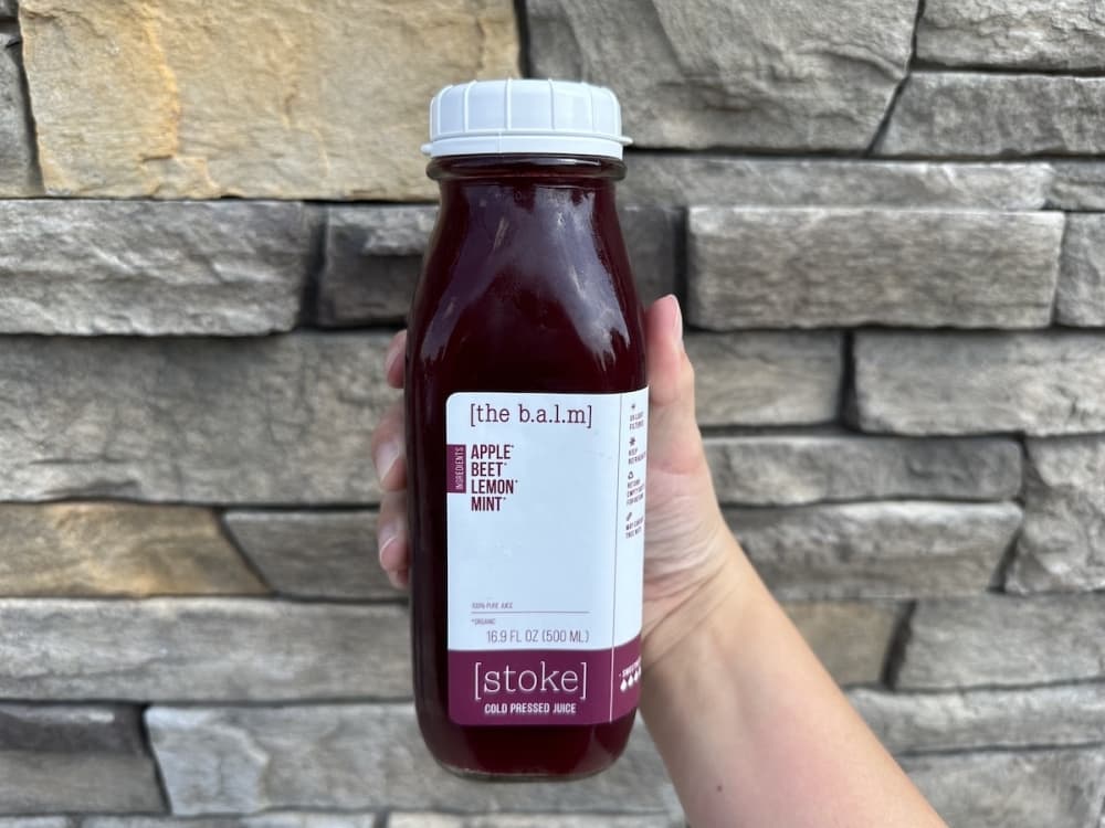 The Balm is a blended juice made with apple, beet, lemon and mint. (Amira Van Leeuwen/Community Impact)