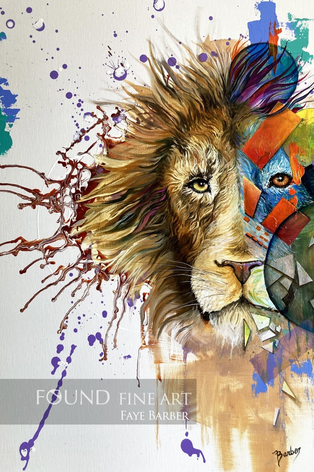 Colorful lion painting