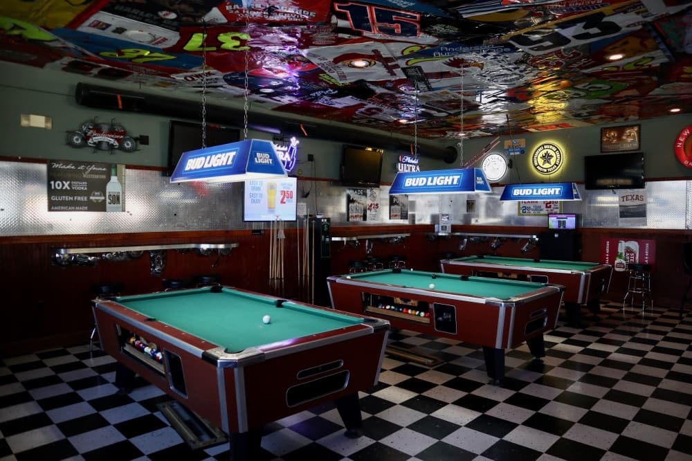 The pool room of Hardtails Bar and Grill
