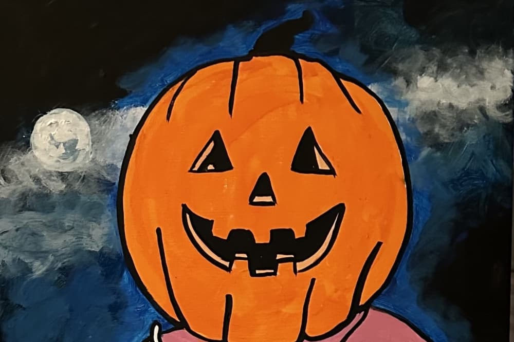Painting of pumpkin head