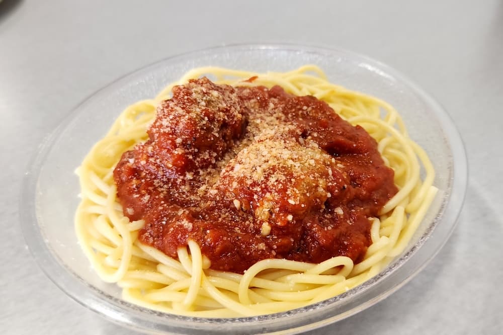 Spaghetti and meatballs. 