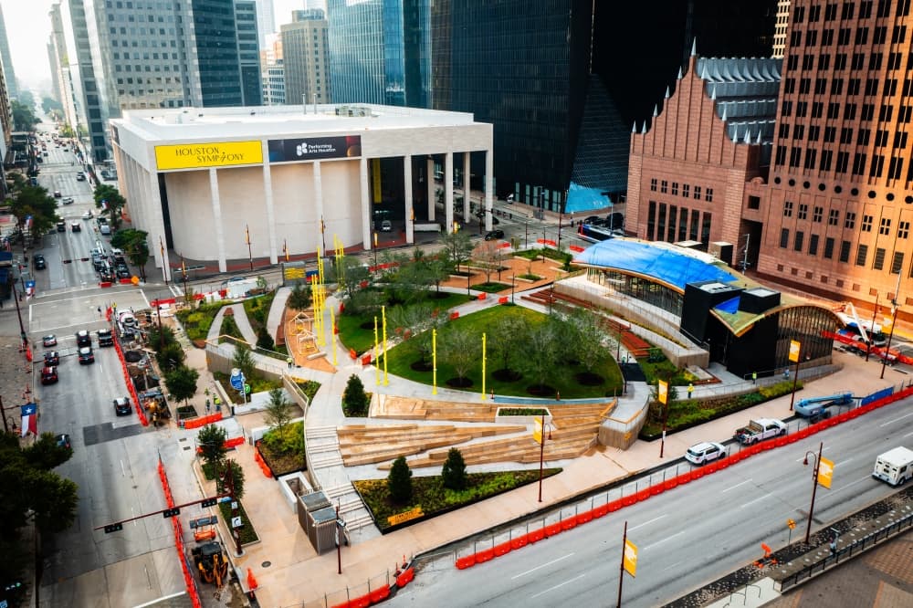 The new Lynn Wyatt Square for the Performing Arts includes a new flexible performance space. (Courtesy Houston First Corp.)