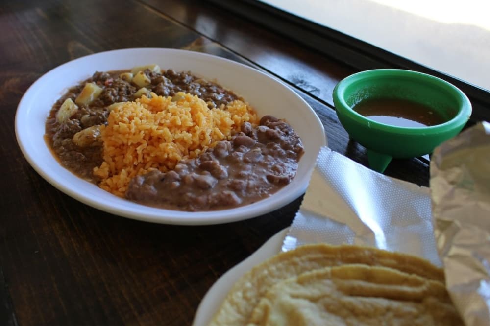 Picadillo dish made with ground beef and potatoes from Ms. Norma's Cafe