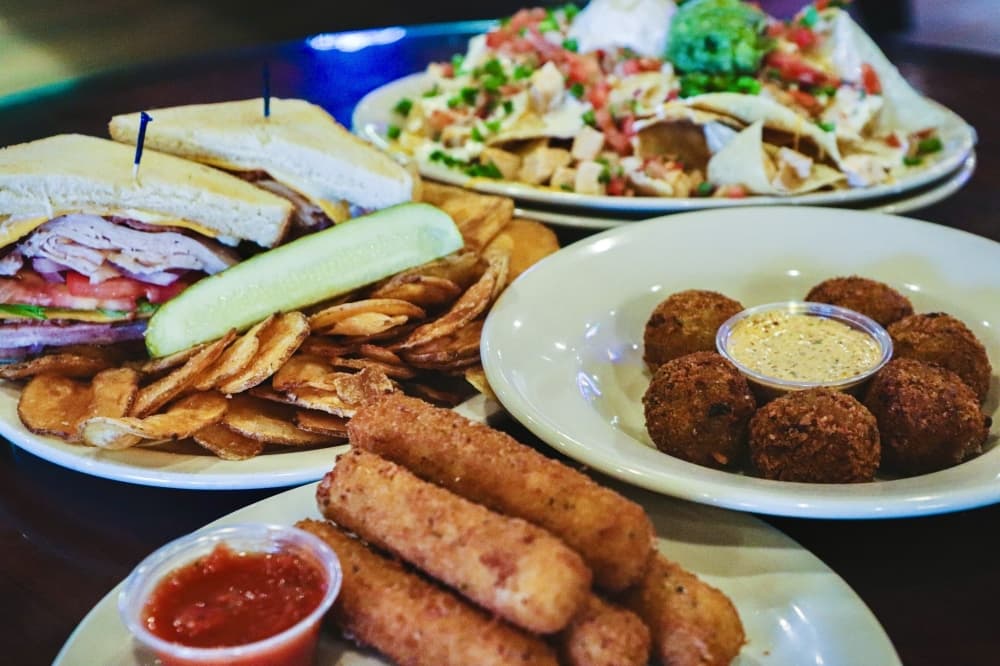 Menu items such as cheese sticks, sandwiches and tacos