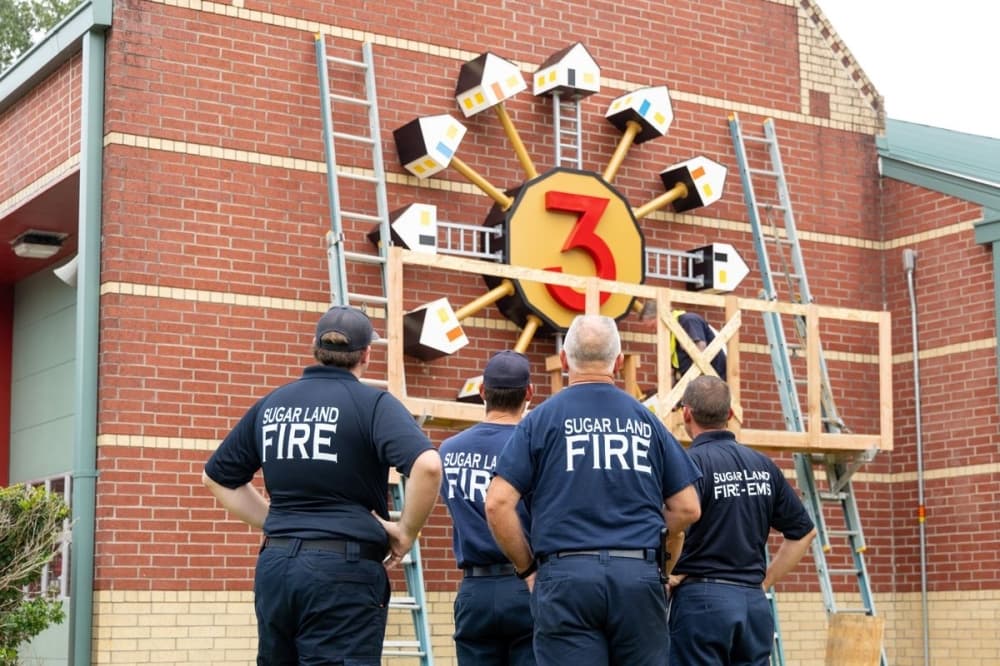 'Around The Clock' sculpture at Sugar Land fire station dedicated to first responders
