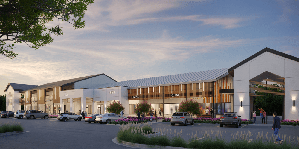 rendering of a library and community center building