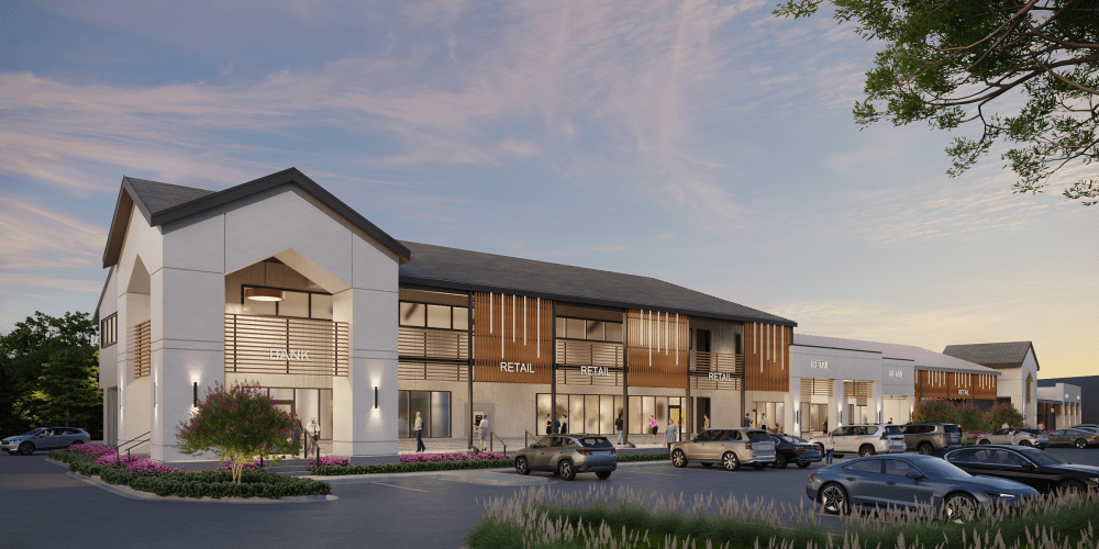 rendering of a library and community center building