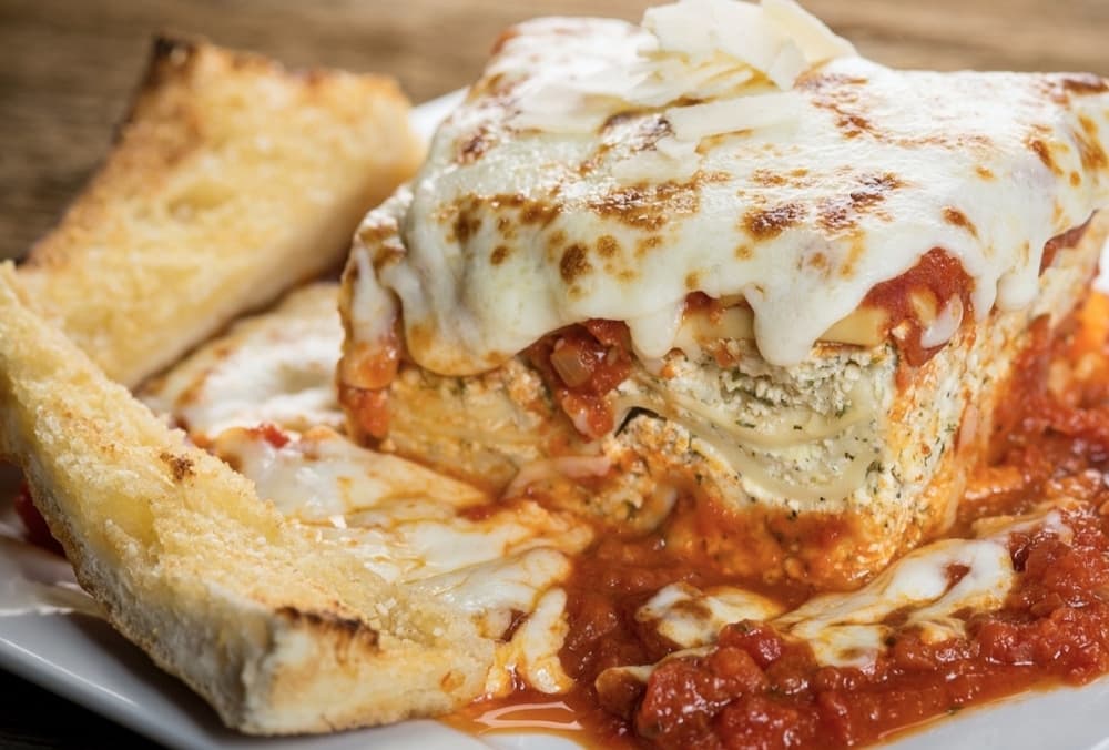 a photo of lasagna on a plate