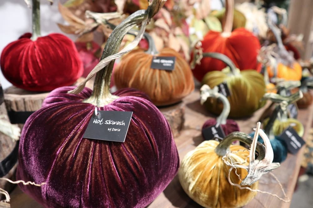 handmade silk velvet pumpkins stuffed with hazelnut shells from Hot Skwash