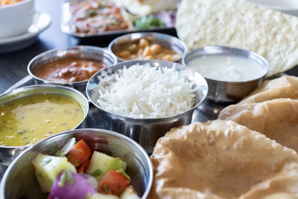 A thaali, or mixed vegetable plate, at the restaurant