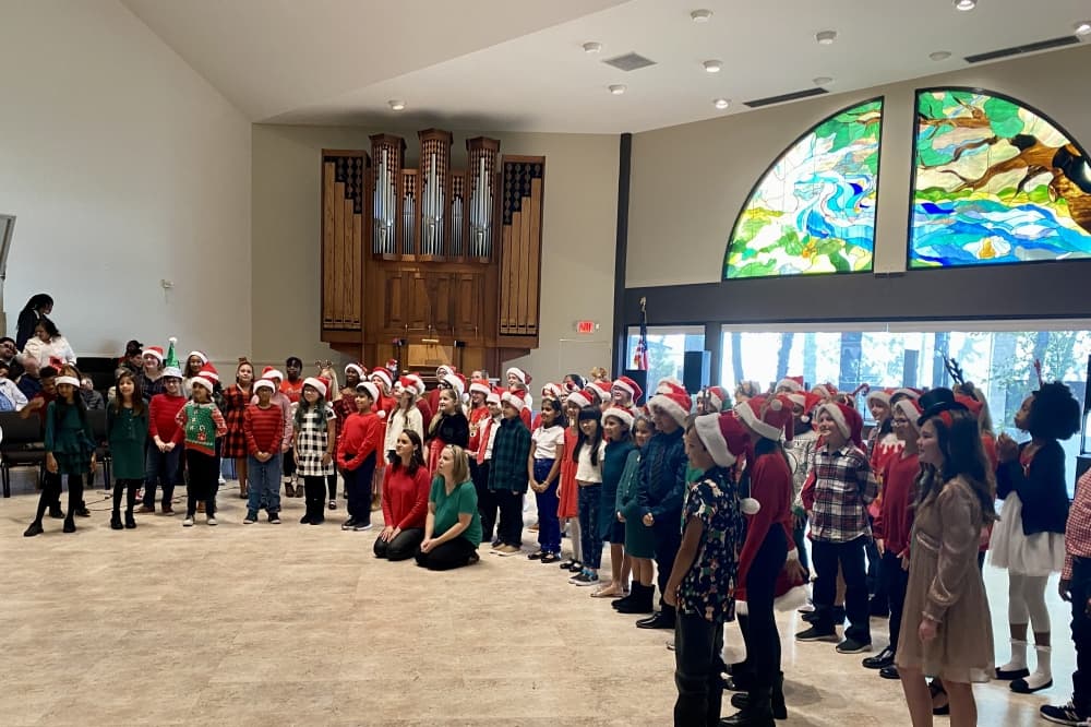 Choir children singing at the church