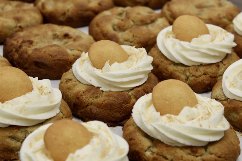 banana wafer cookies close up