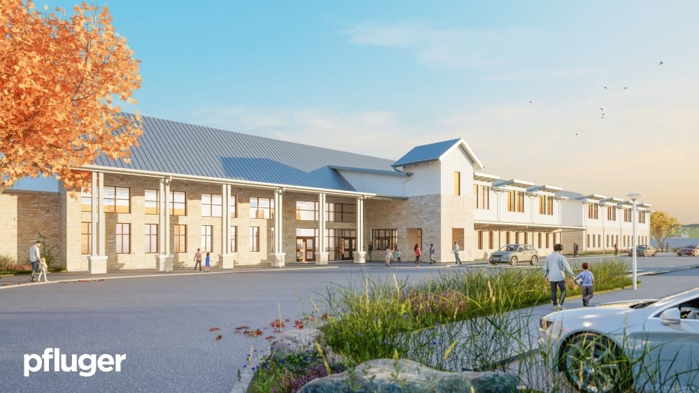 A rendering shows the entrance to Tierra Rose Elementary.
