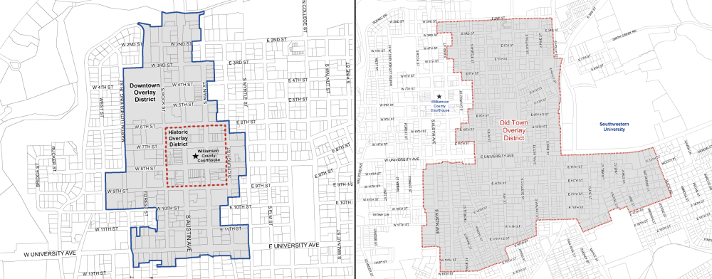 Properties or homes located within the Downtown or Old Town overlay districts are eligible for exemption. (Courtesy City of Georgetown)