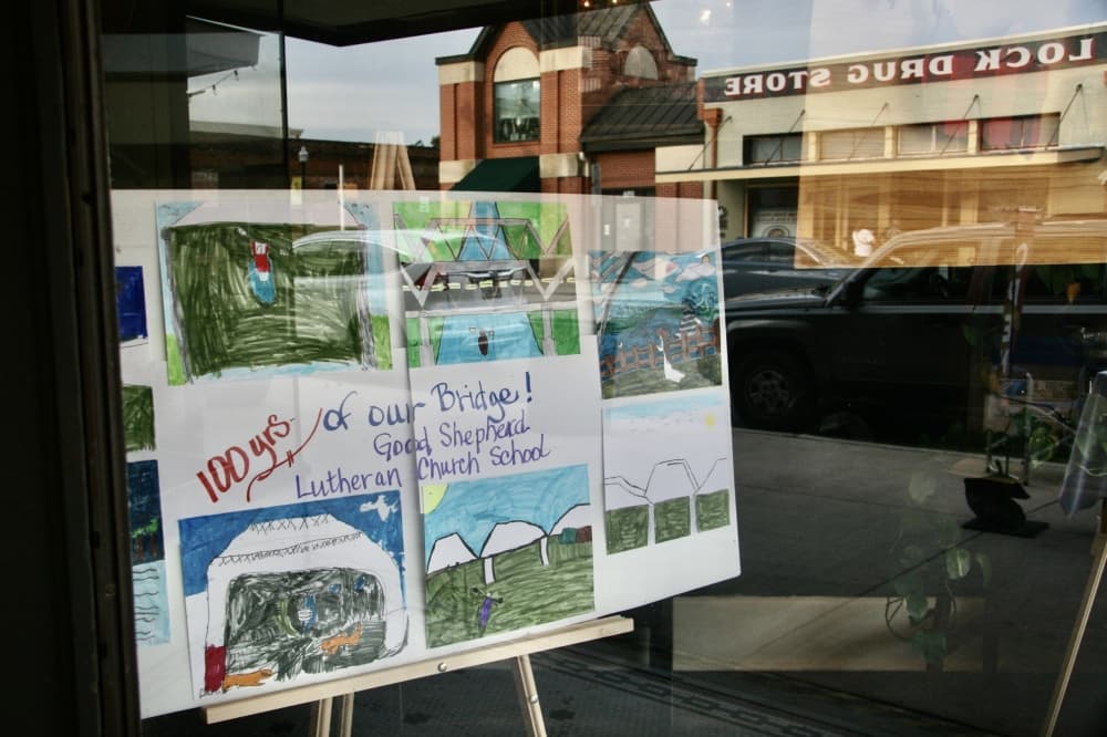 Children's drawings of Bastrop's historic bridge.