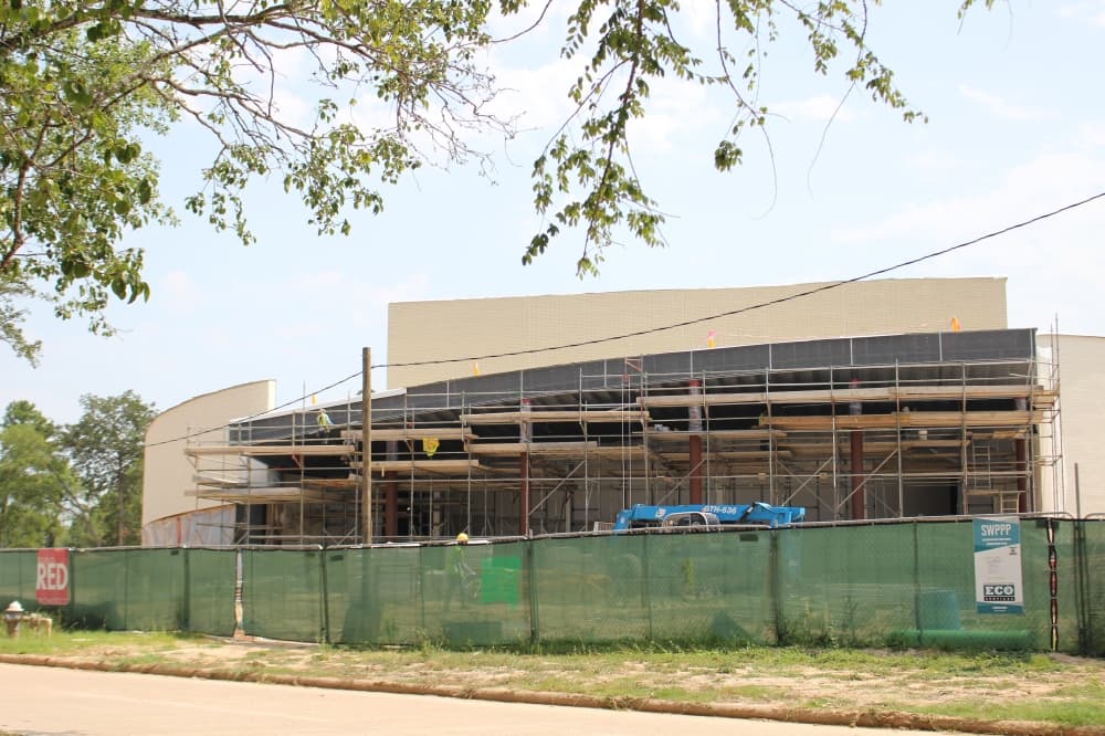 The photo shows Lone Star College-University Park's Visual and Performing Arts Center's progress as of late June.