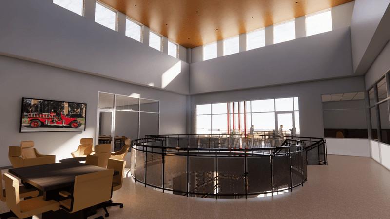 Rendering of the interior of the fire administration building