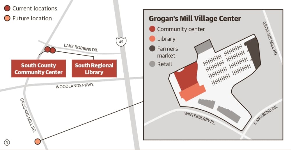 A graphic showing building locations on a map and a zoom in showing where the individual buildings are in the complex