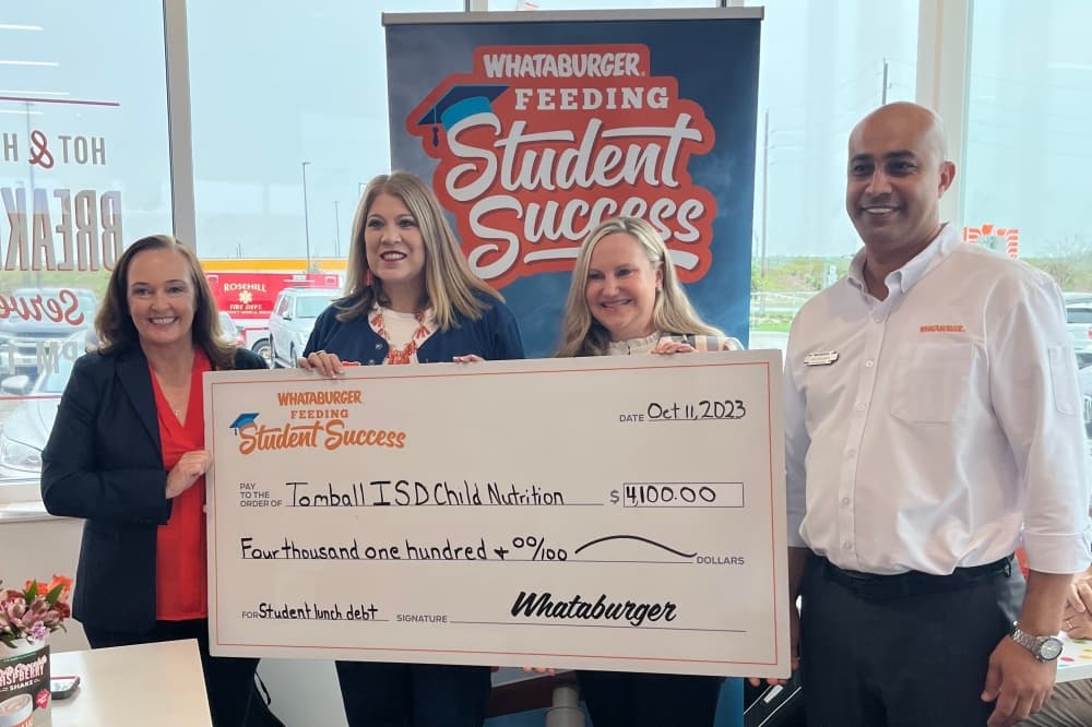 Whataburger eliminates Tomball ISD student lunch debt with $4,100 donation