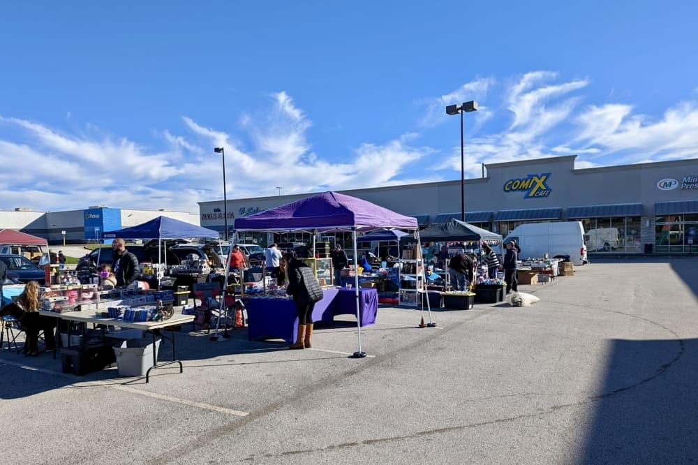Vendor tents and people