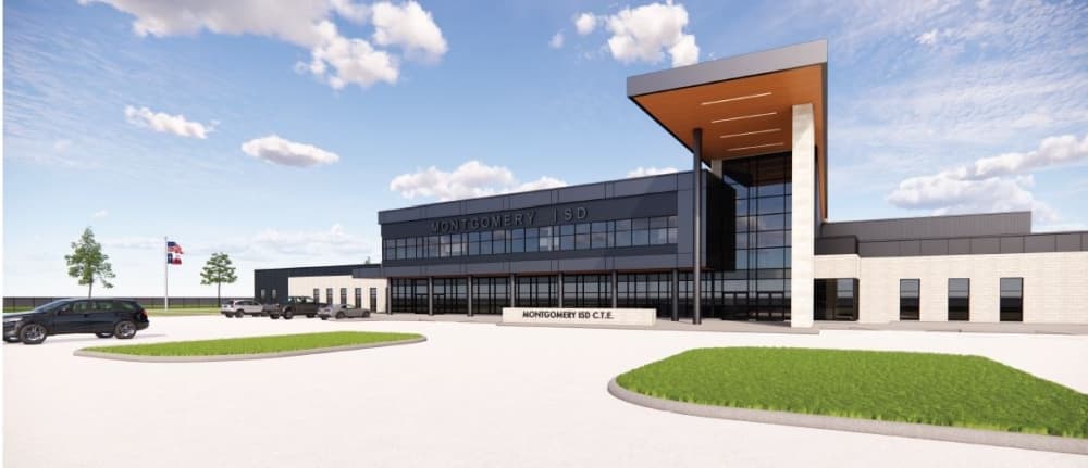 On Oct. 17, Montgomery ISD leaders presented a draft rendering of the district's planned career and technology center, which will be located at Lone Star Parkway between Buffalo Springs and Plez Morgan drives. (Courtesy Montgomery ISD)