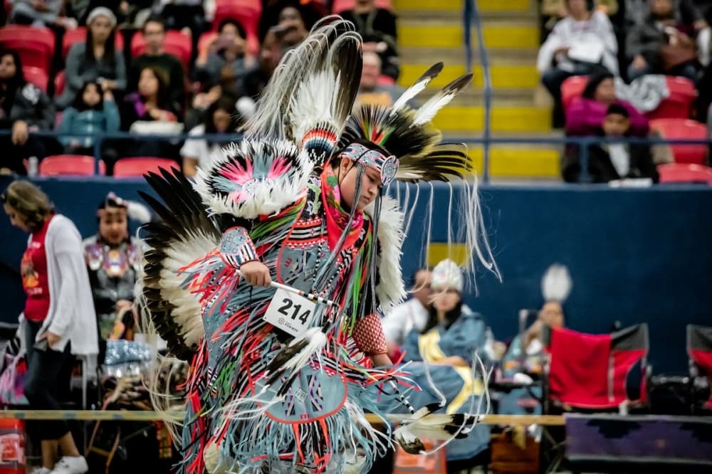 A dancer at The Austin Powwow and American Indian Heritage Festival