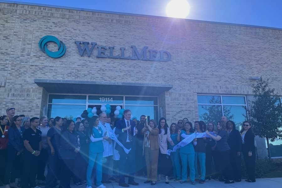 North San Antonio Chamber and WellMed officials celebrate the WellMed at Stone Oak Clinic's opening with the official ribbon-cutting