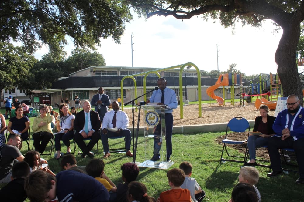 Houston cuts ribbon on new playground, improvements at Love Park