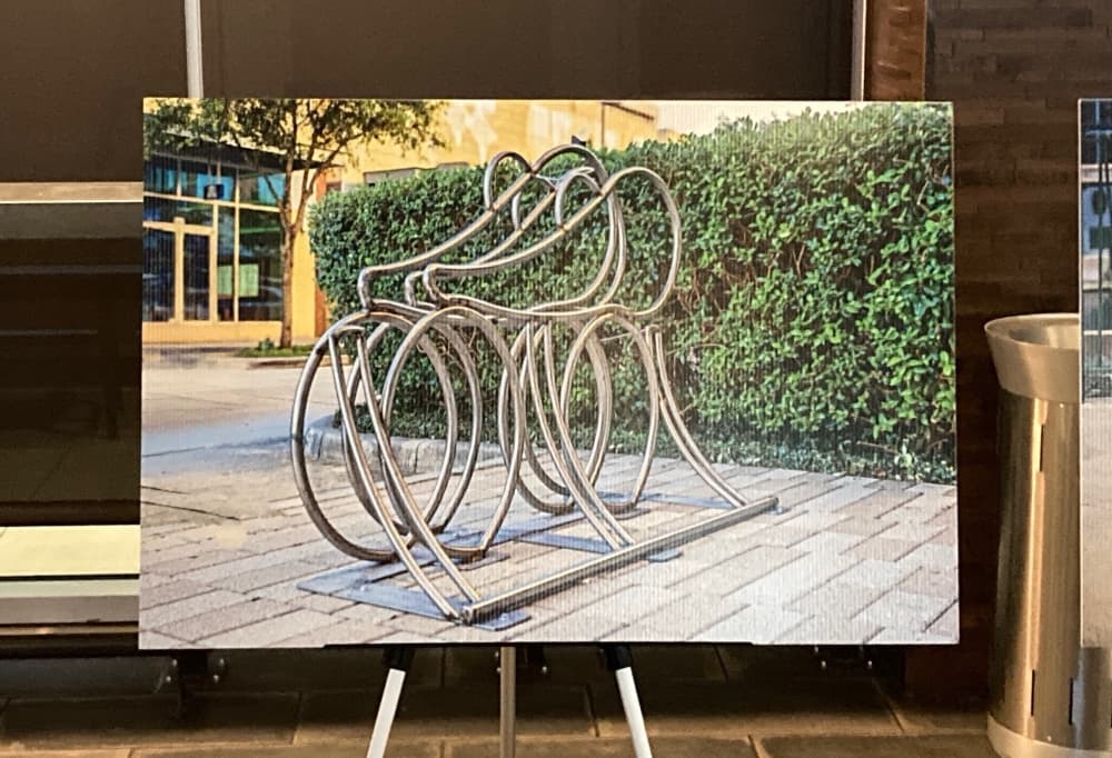 A rendering of a bike rack