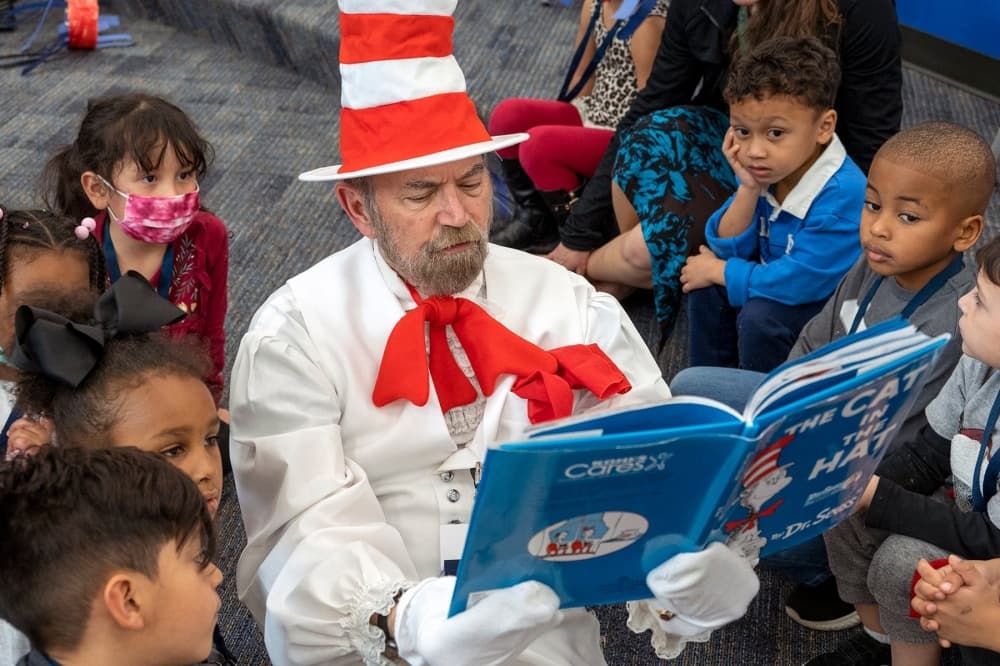 Cy-Fair ISD Trustee Tom Jackson participates in Read Across America Day 2022. (Courtesy Cy-Fair ISD)