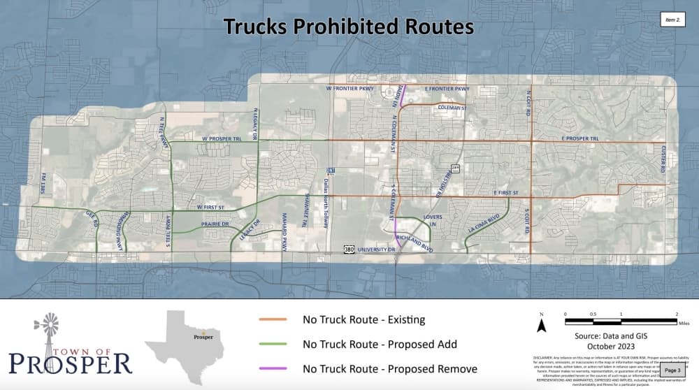 town of prosper truck route map