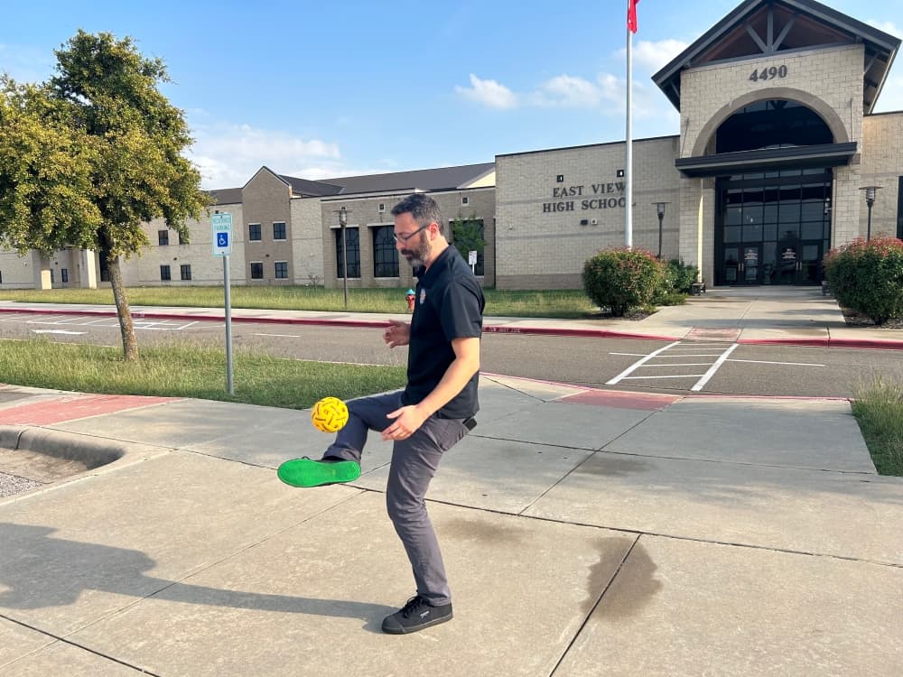 Sepak Takraw is a kicking sport that includes a juggling move similar to those used in soccer. (Brooke Sjoberg/Community Impact)
