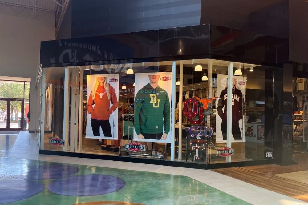 Rally House II selling college team apparel, souvenirs in Grapevine Mills