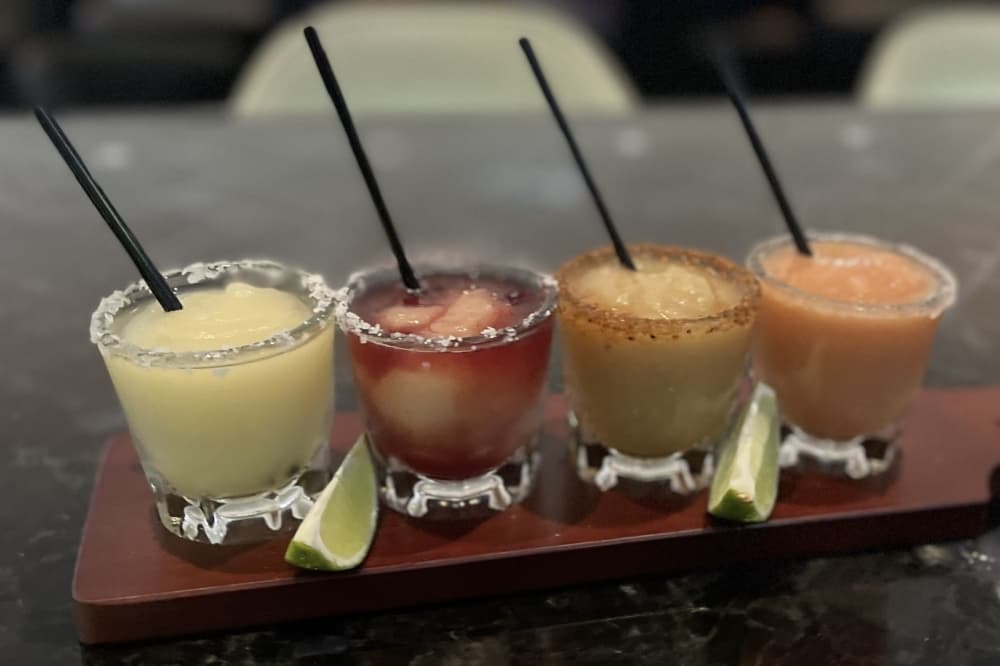 Flight of margaritas at Zafiros Mexican Grill y Cantina