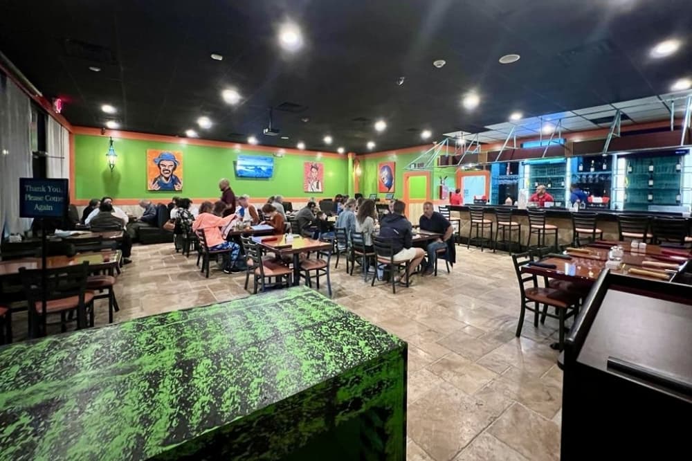 Restaurant interior with people